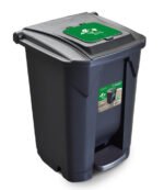 Lixeira 60L Preta com Roda Pedal e Tampa Click Arqplast