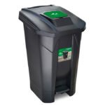 Lixeira 120L Preta com Rodas Pedal e Tampa Click Arqplast
