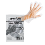 Luva Plastica Descartavel com 100 Inoven