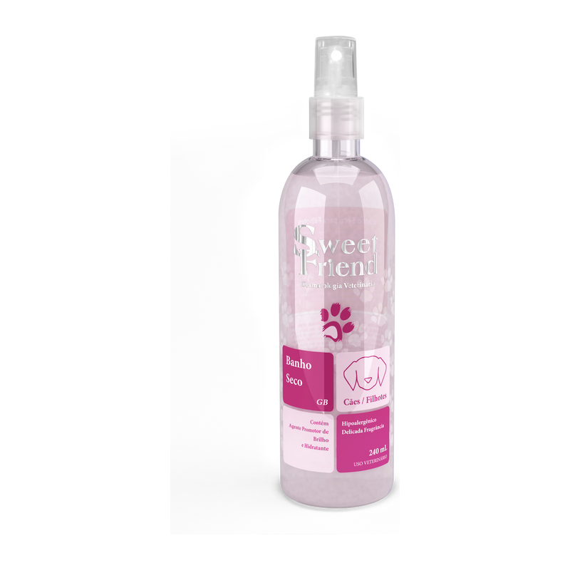 b66f72a7f91bad4b3c052c56626a76f7.png Sweet Friend Banho a Seco Rosa 240Ml para Cães Filhotes - Imagem 1
