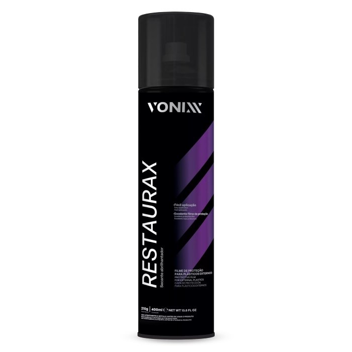 f74036620146ec602858abb18eef626c.jpg Protetor de Plásticos Restaurax Aerossol Vonixx 400Ml - Imagem 1
