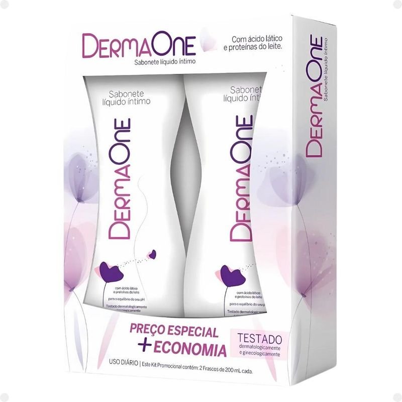 0c4aa985561e04d091318d9ea9d6582d-1.jpg Kit Sabonete Líquido Íntimo Dermaone Tradicional 200 Ml – 2 Unidades - Imagem 1