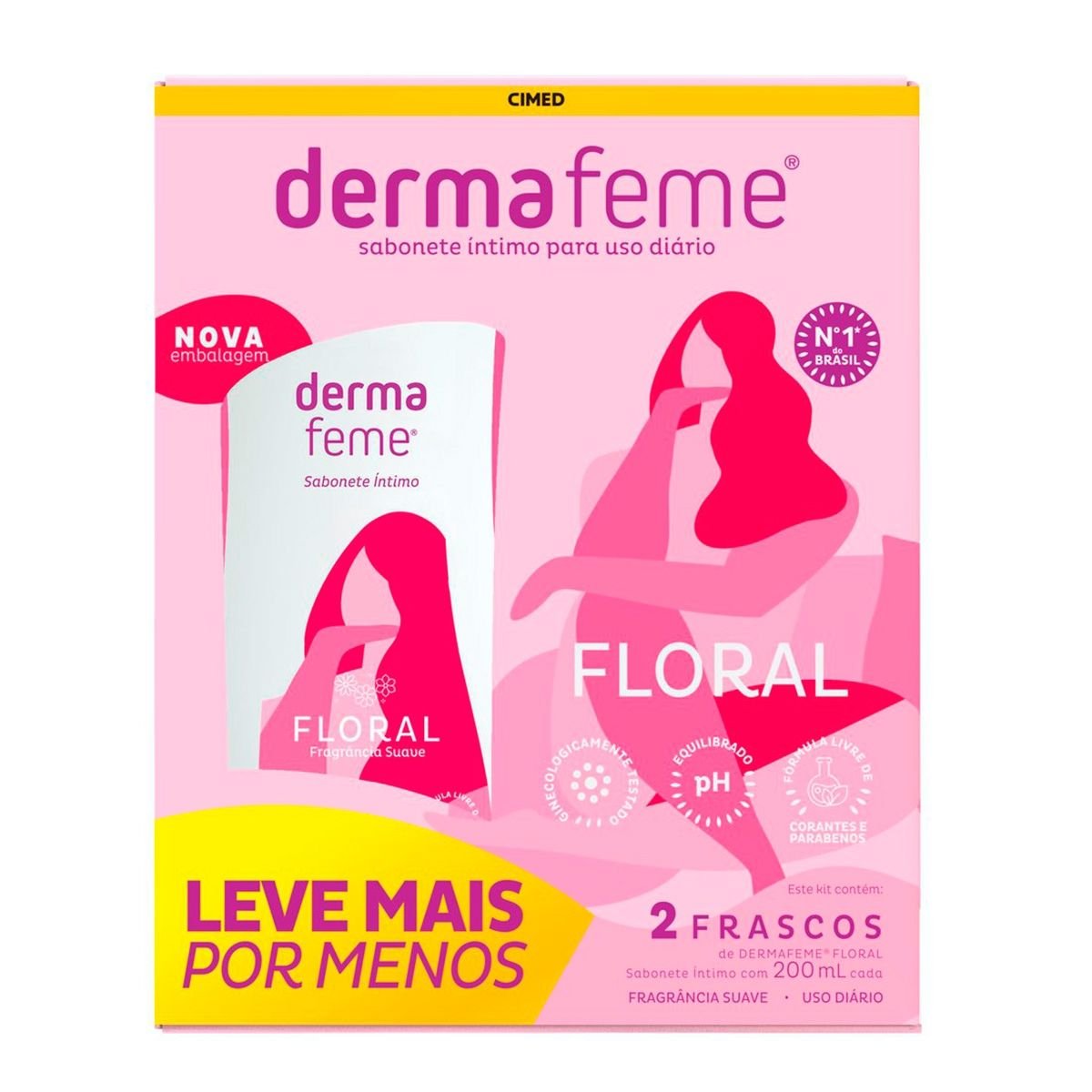 d2164acffd813e4c1b4660b043ac8213.jpg Kit Sabonete Líquido Íntimo Dermafeme Floral 200 Ml – 2 Unidades - Imagem 1