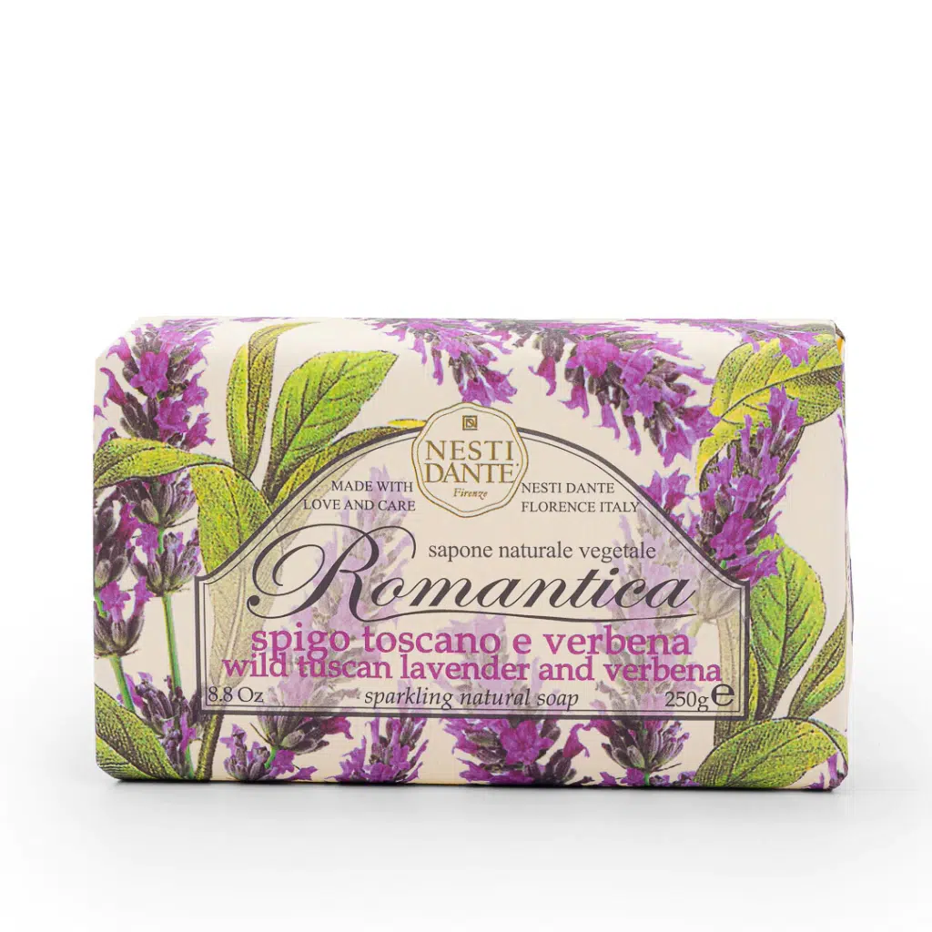 f7ab9653e8d31e4e6f07bd089682cee7.webp Sabonete em Barra Nesti Dante Romântica Lavanda Toscana e Verbena 250G - Imagem 1